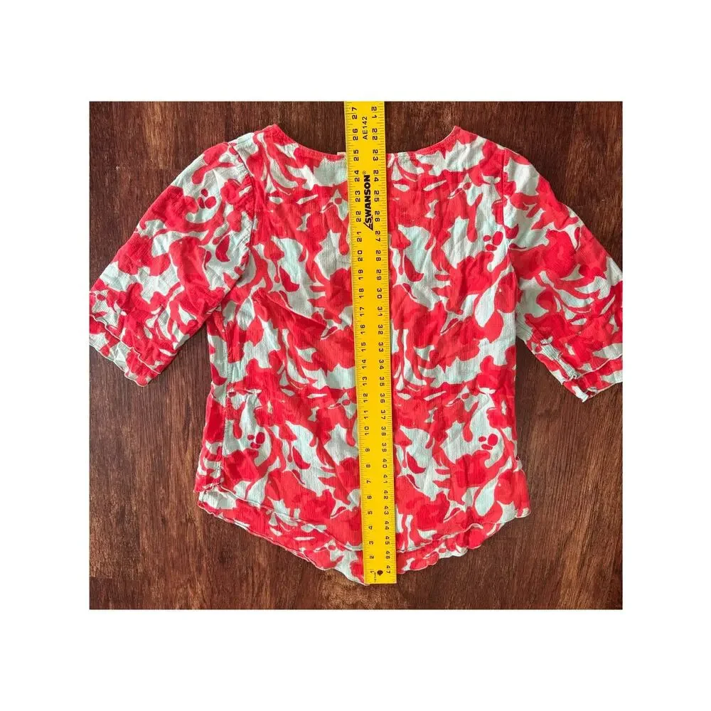 Soft Surroundings Women's Cotton Floral Print 3/4 Sleeve Top Extra Small